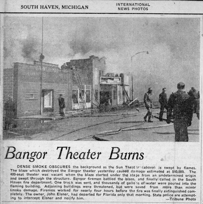 Sun Theater - 1952 Article Regarding Fire From Bangor Historical Society